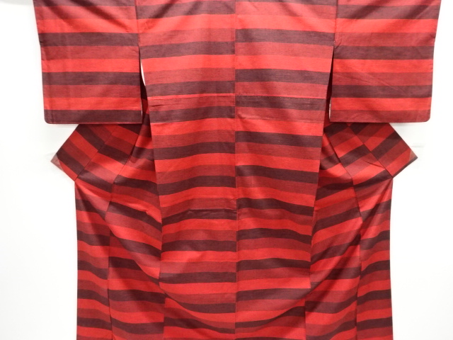 横段織り出し手織り紬着物